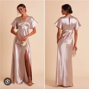 Birdy Grey Jesse Kimono Satin Dress NWT Size Large in Taupe